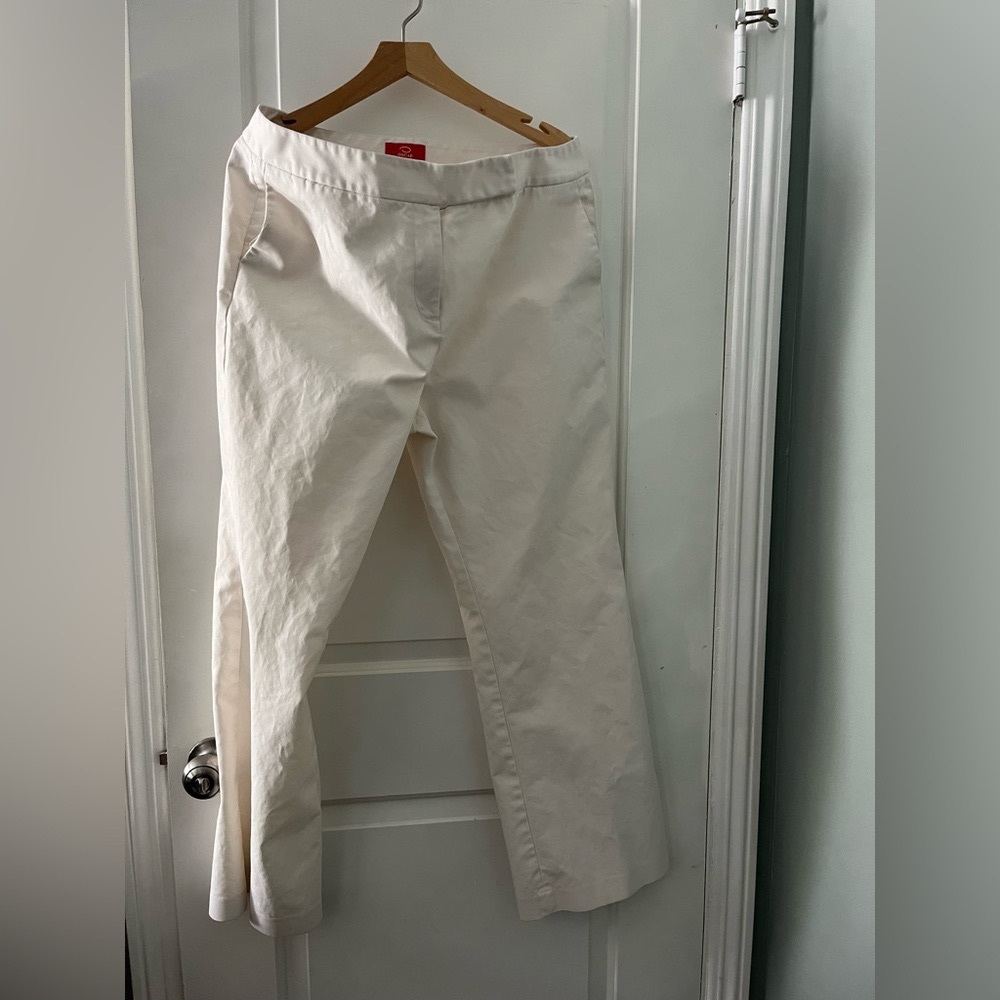 Oscar de la Renta cotton size 16 white suit pants